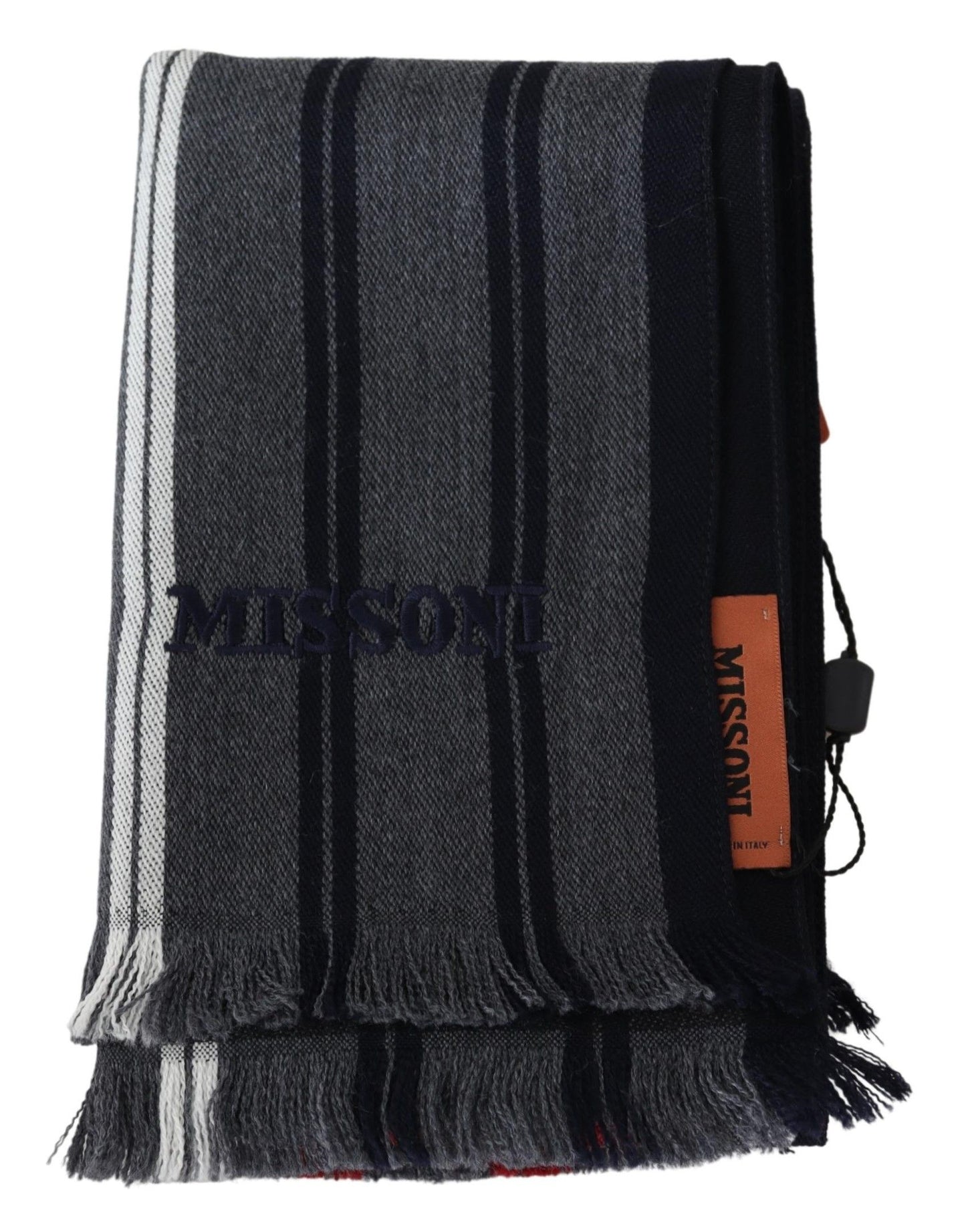 Missoni Eleganter mehrfarbiger Wollschal mit Logo-Stickerei