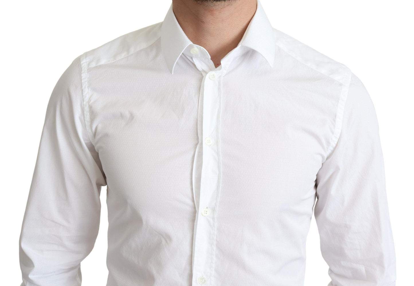 Dolce &amp; Gabbana White Cotton Long Sleeves Men Formal Shirt