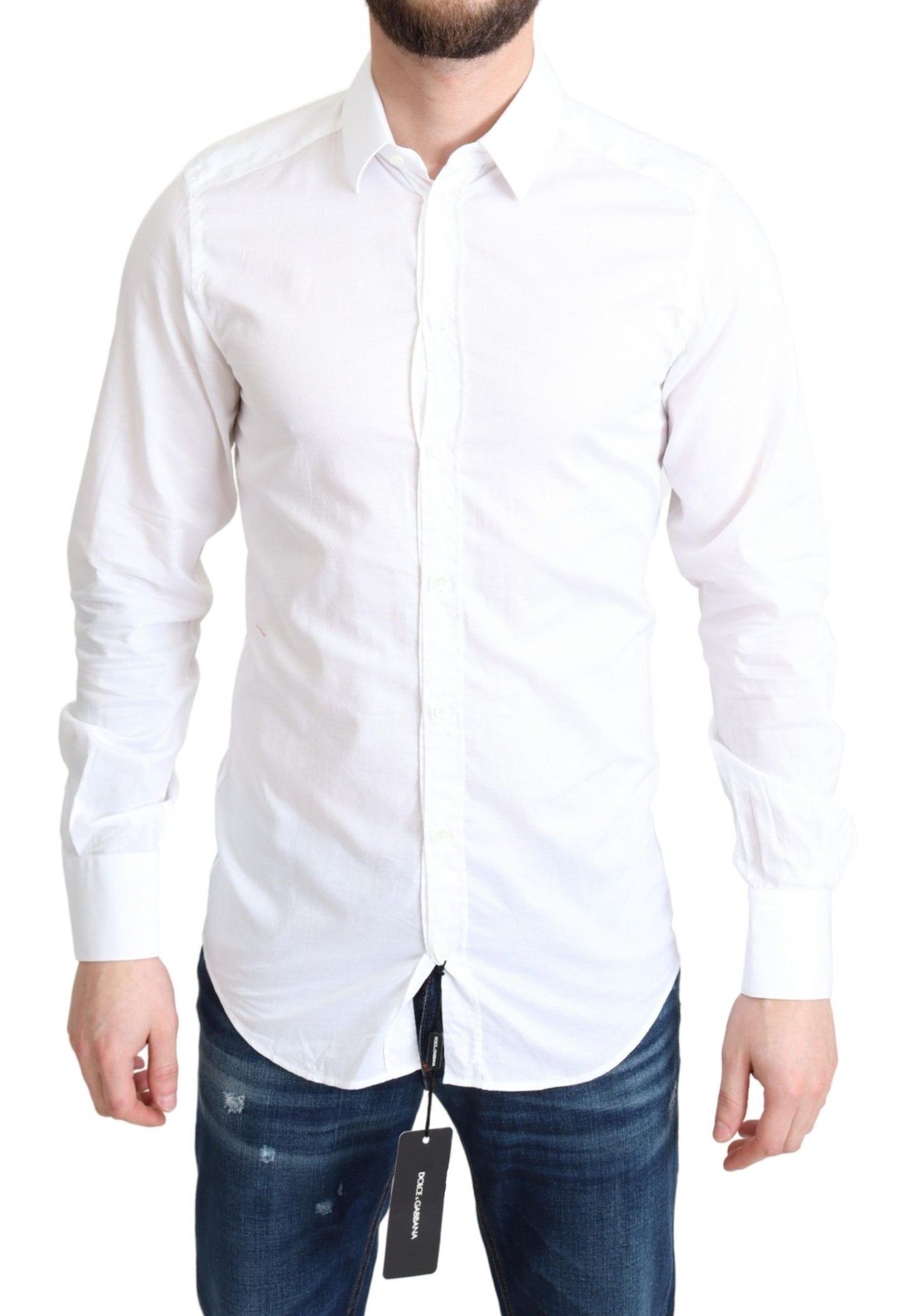 Dolce &amp; Gabbana White Cotton Long Sleeves Formal Shirt