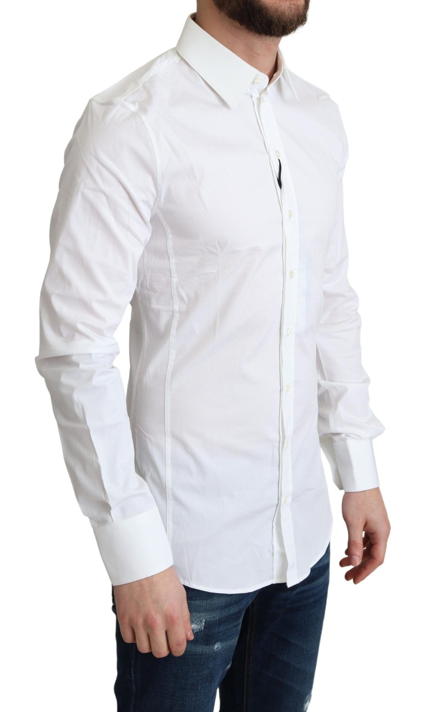 Dolce &amp; Gabbana White Cotton Stretch Men Formal SICILY Shirt