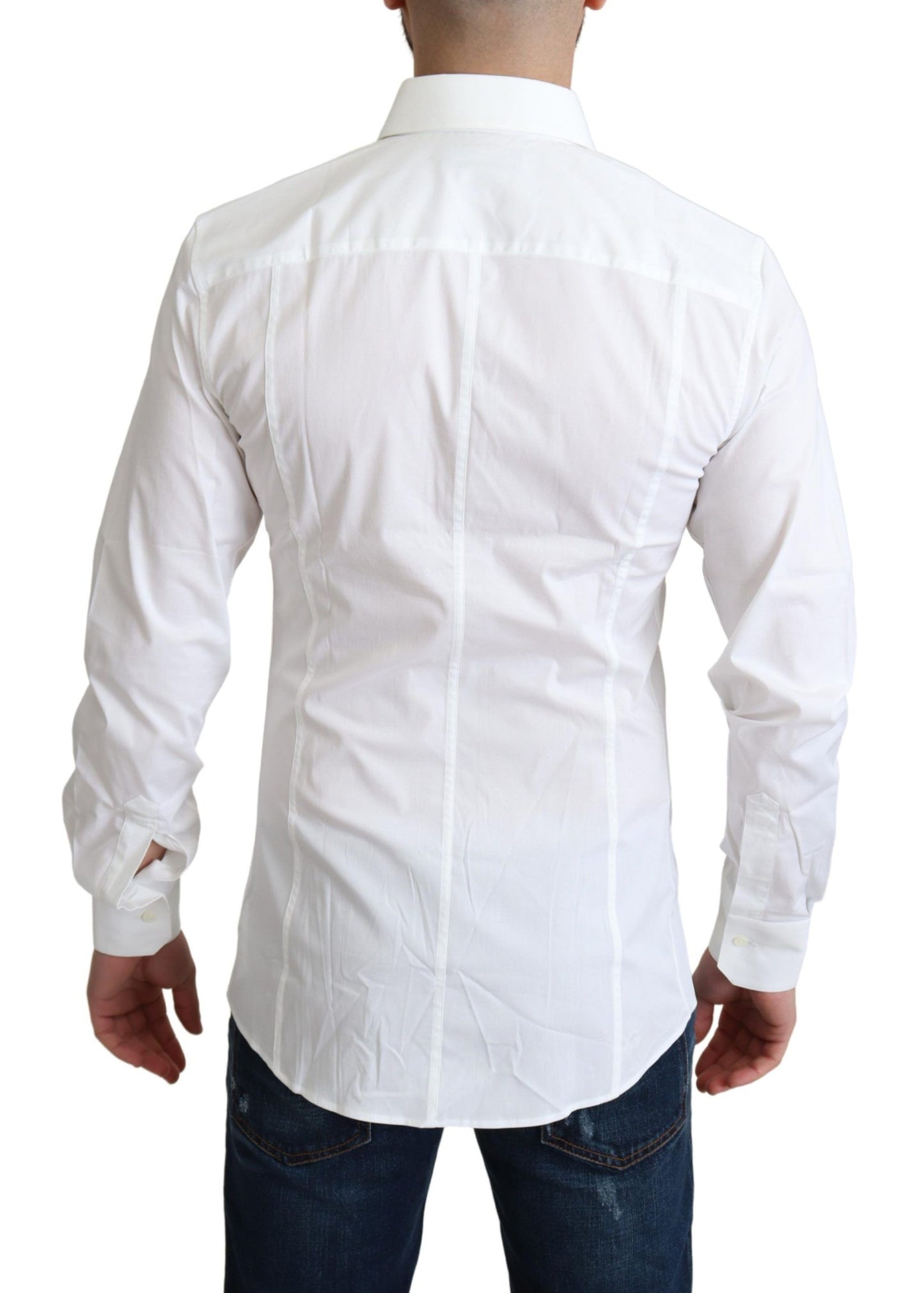 Dolce &amp; Gabbana White Cotton Stretch Men Formal SICILY Shirt