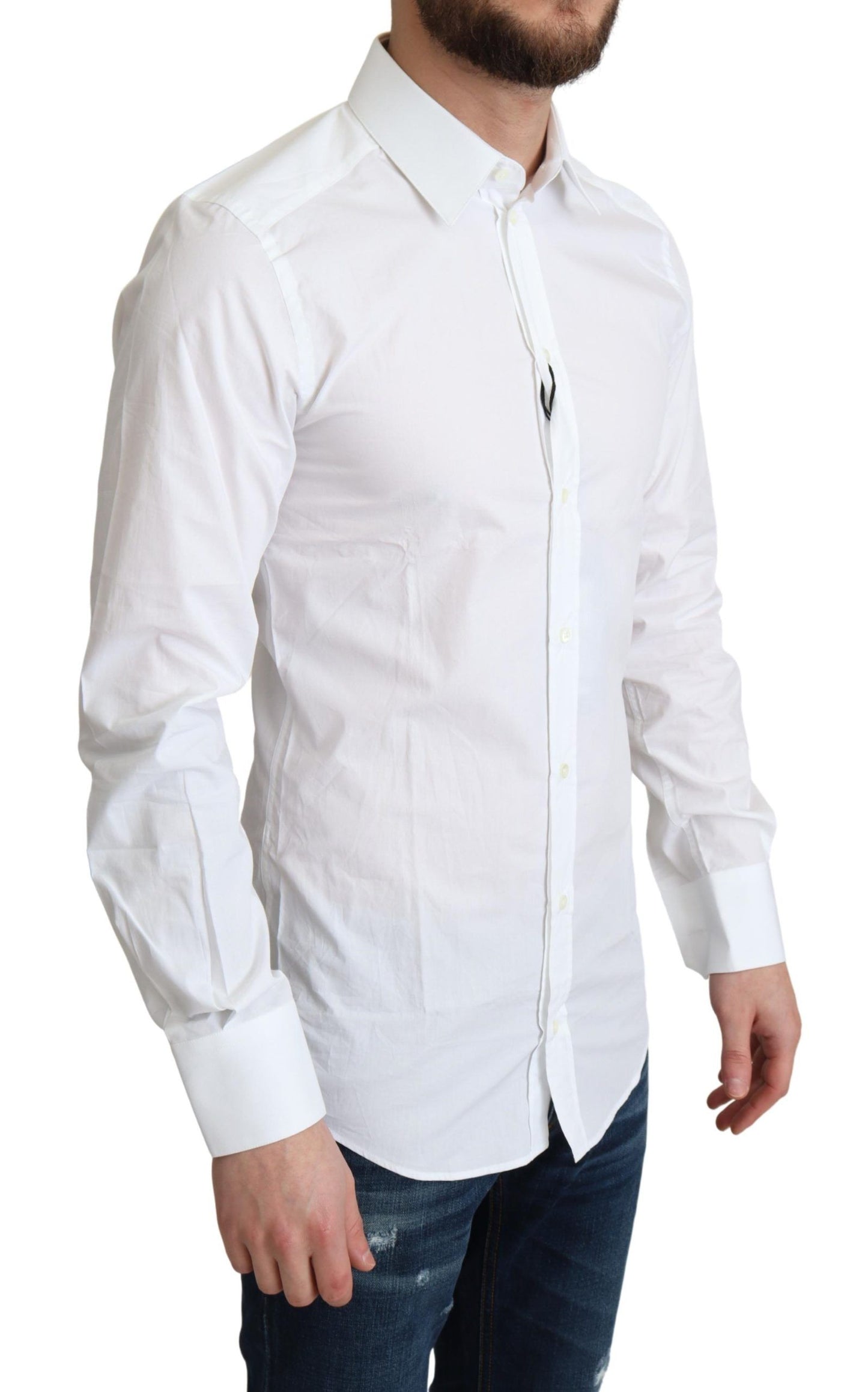 Dolce &amp; Gabbana White Pure Cotton Men Dress Formal Shirt 