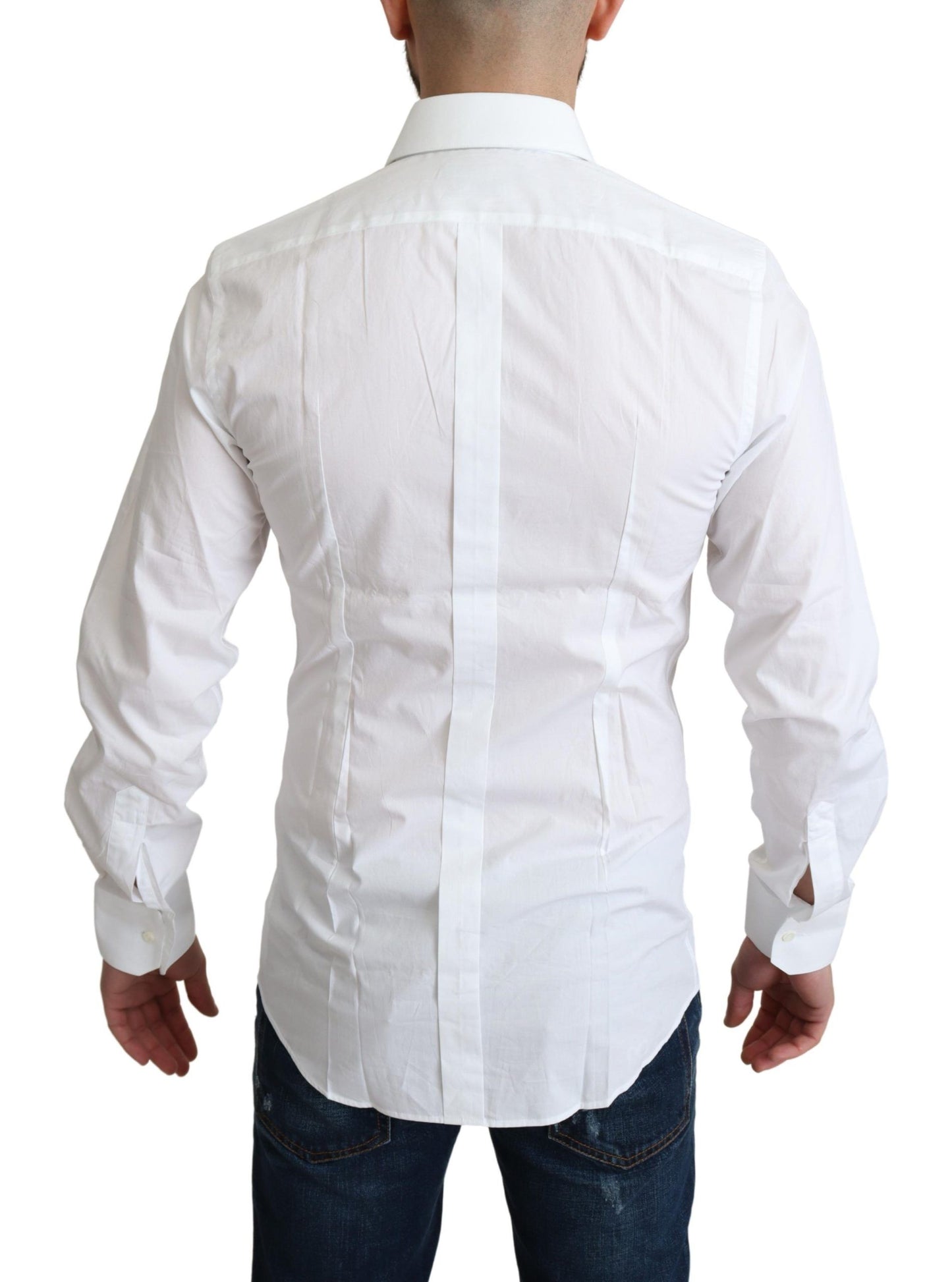 Dolce &amp; Gabbana White Pure Cotton Men Dress Formal Shirt 