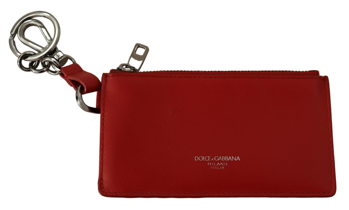 Dolce &amp; Gabbana Eleganter Leder-Schlüsselanhänger in leuchtendem Rot