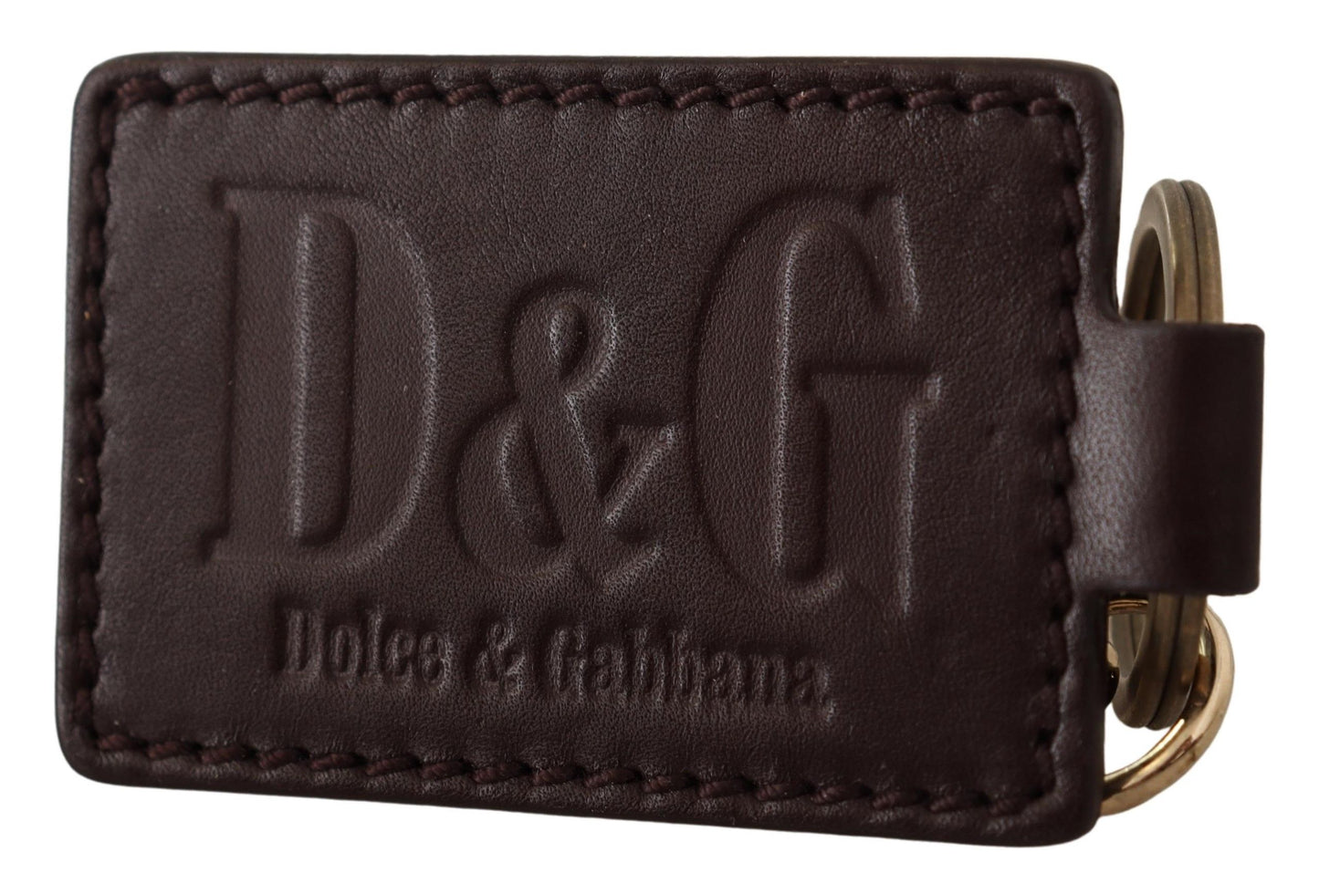 Dolce &amp; Gabbana Eleganter Unisex-Schlüsselanhänger aus Leder mit Golddetails