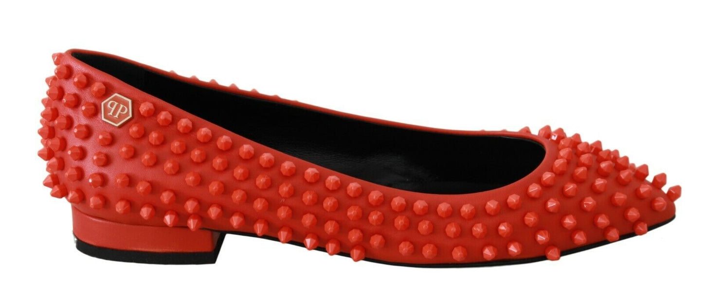 Philipp Plein Leuchtend orange spitze Leder-Flats