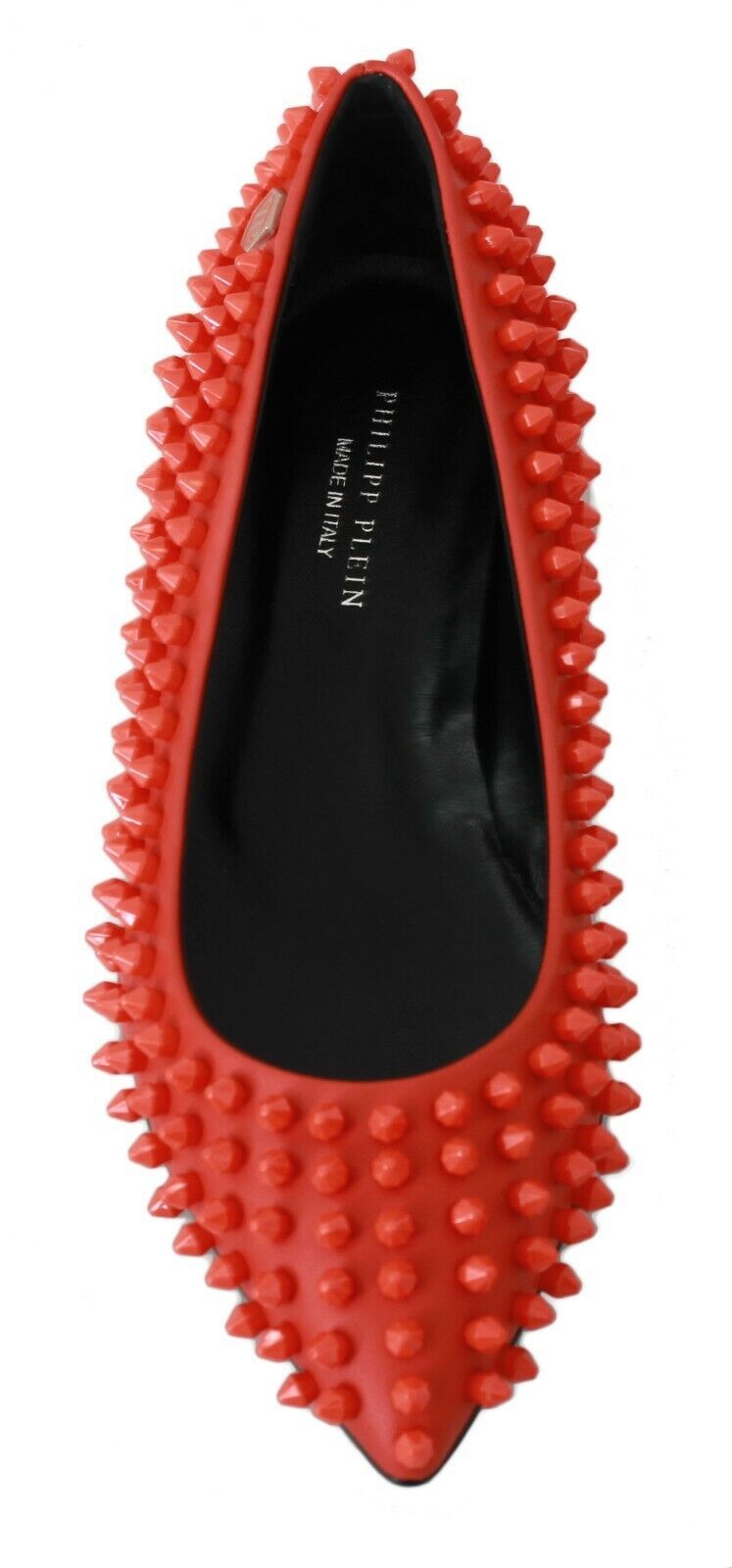 Philipp Plein Leuchtend orange spitze Leder-Flats