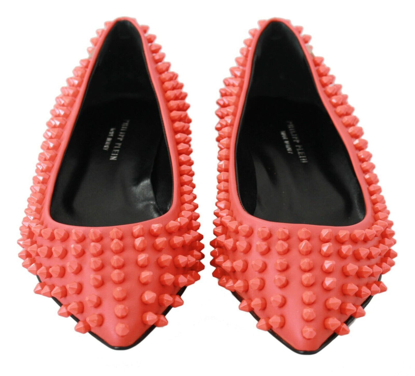 Philipp Plein Leuchtend orange spitze Leder-Flats