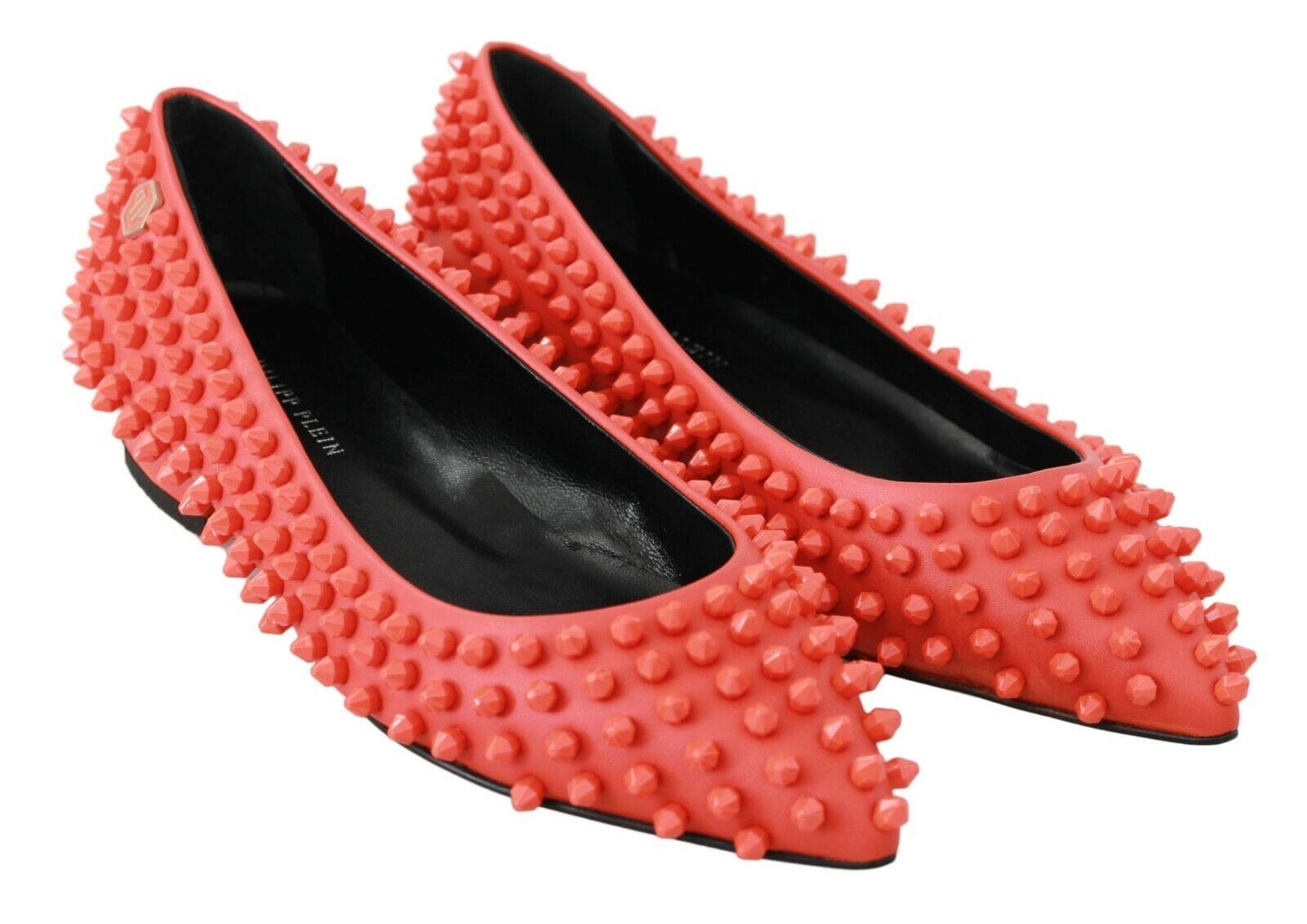 Philipp Plein Leuchtend orange spitze Leder-Flats