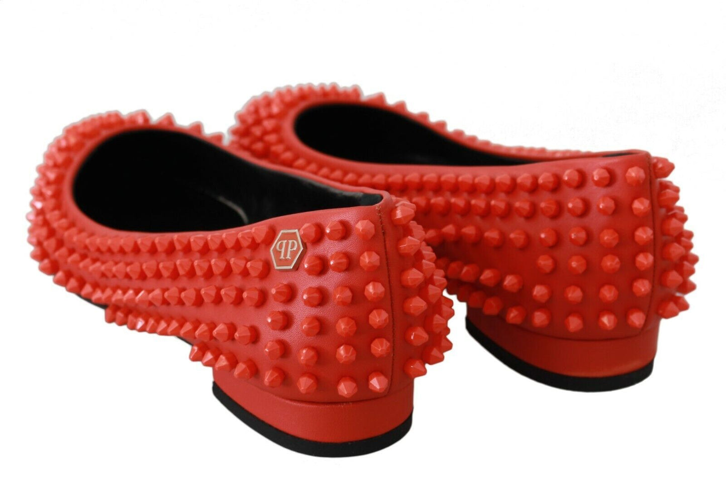 Philipp Plein Leuchtend orange spitze Leder-Flats