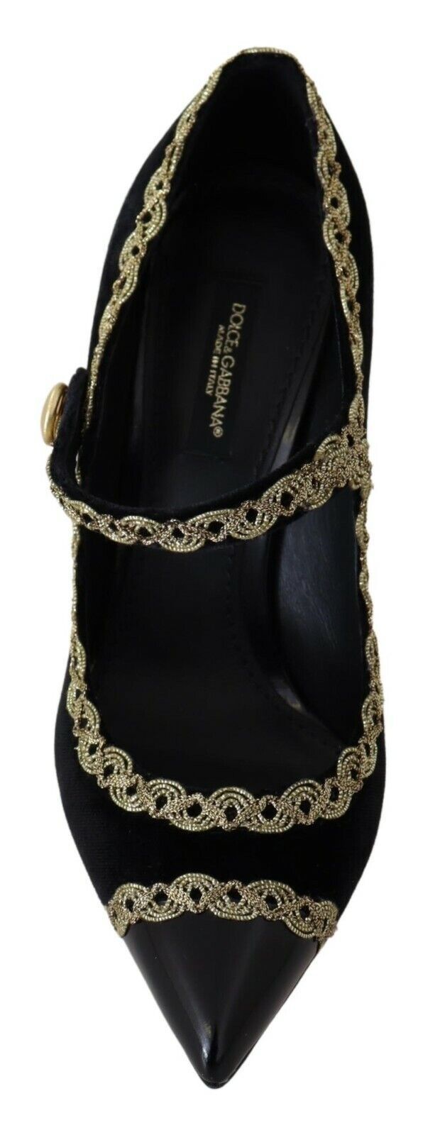 Dolce &amp; Gabbana Black Embellished Velvet Mary Jane Pumps Shoes