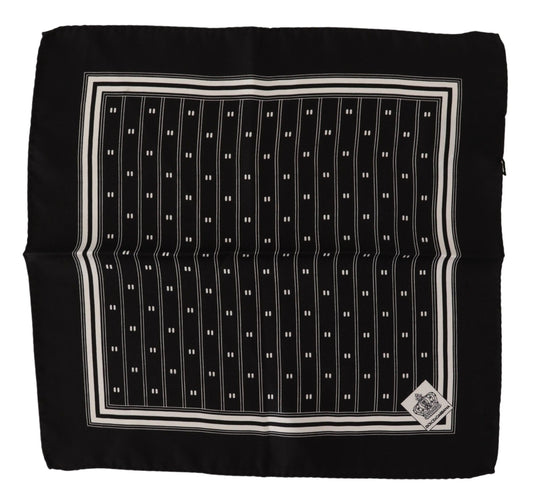 Dolce &amp; Gabbana Black Patterned Silk Square Handkerchief Scarf