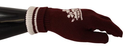 Dolce & Gabbana Elegant Red Cashmere Gloves with Crown Motif