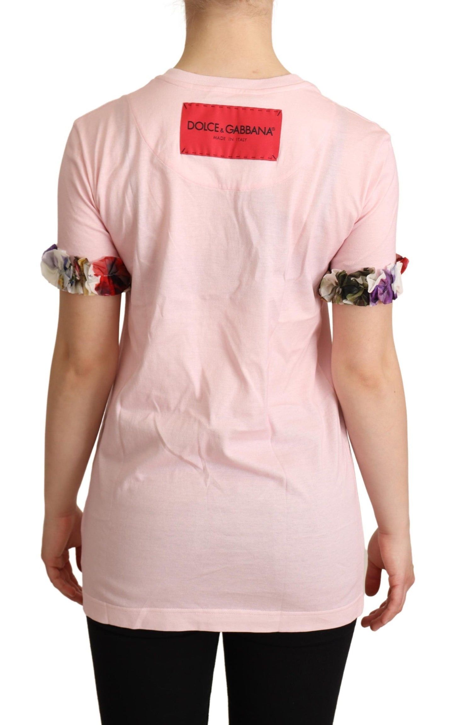 T-shirt Dolce &amp; Gabbana con elegante applicazione floreale di rose