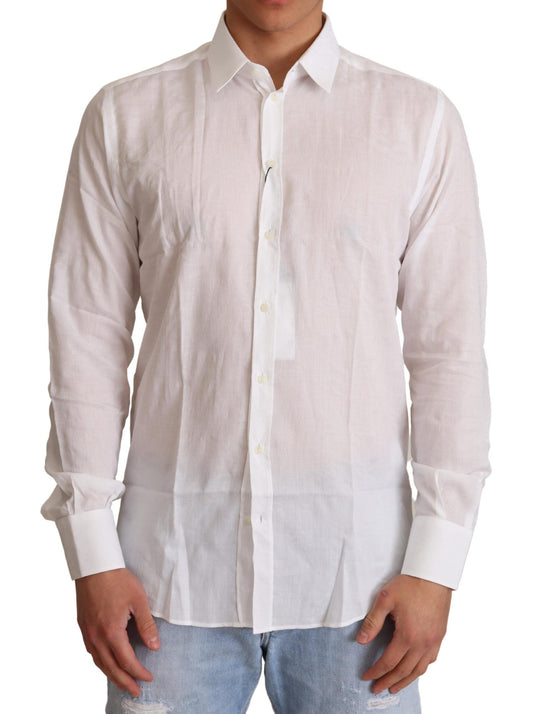 Dolce &amp; Gabbana White Cotton Slim Fit Mens MARTINI Shirt