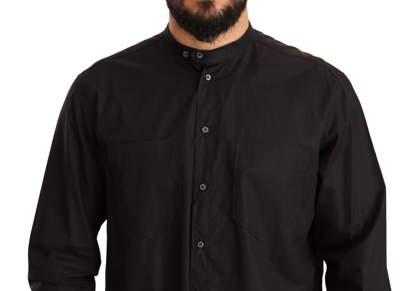 Dolce &amp; Gabbana Black 100% Cotton Formal Dress Top Shirt