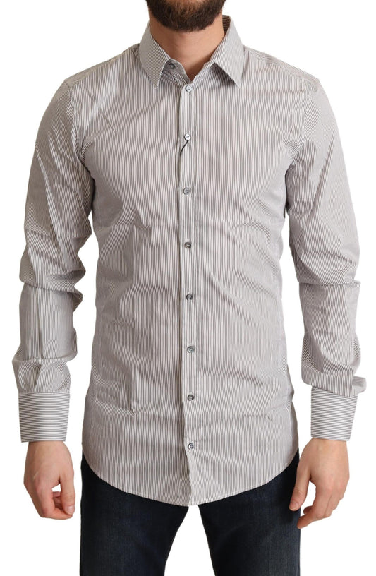 Dolce &amp; Gabbana Gray Cotton Slim Fit Mens SICILY Shirt