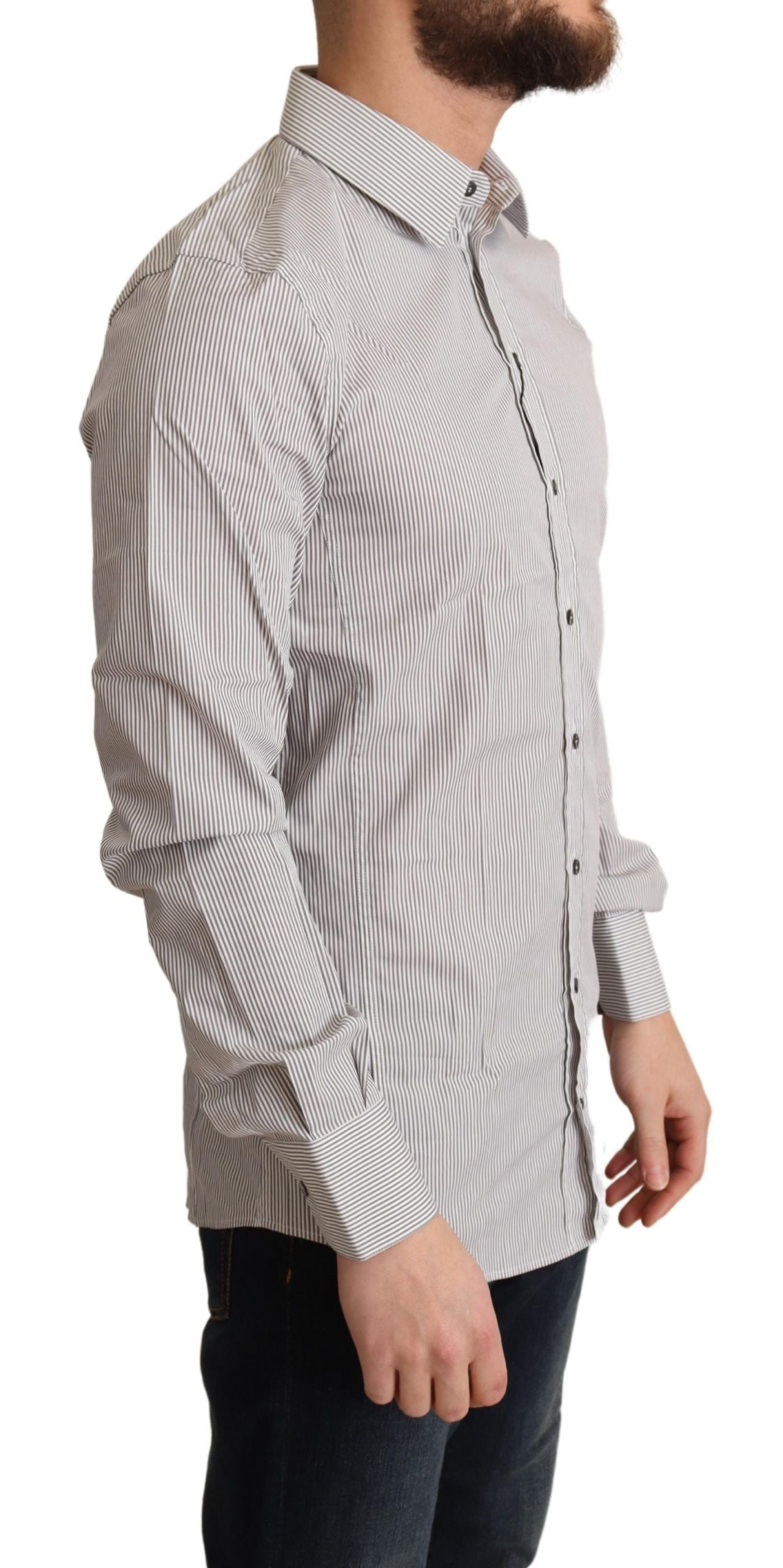 Dolce &amp; Gabbana Gray Cotton Slim Fit Mens SICILY Shirt