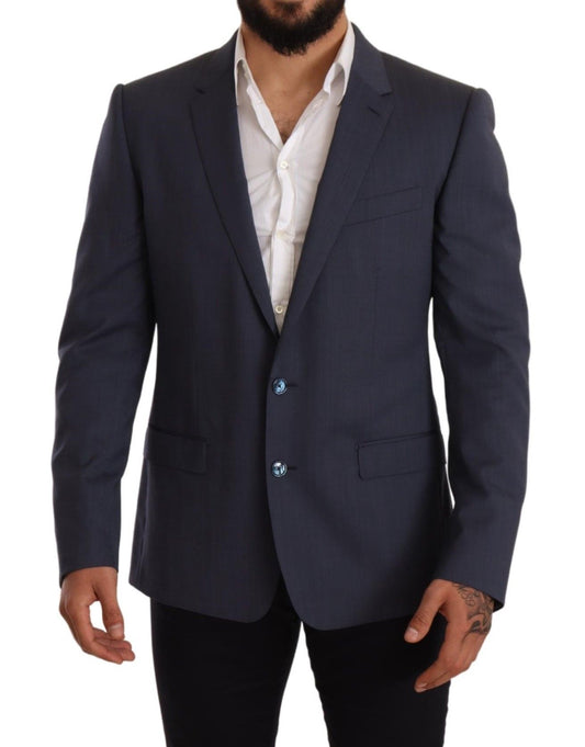 Dolce &amp; Gabbana Blue Wool Slim Fit Jacket Coat MARTINI Blazer