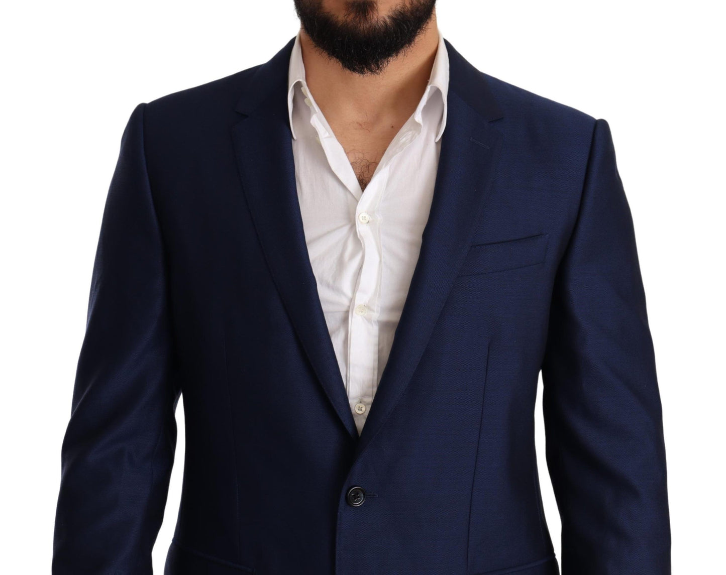 Dolce &amp; Gabbana Blue Wool Slim Fit Coat MARTINI Blazer