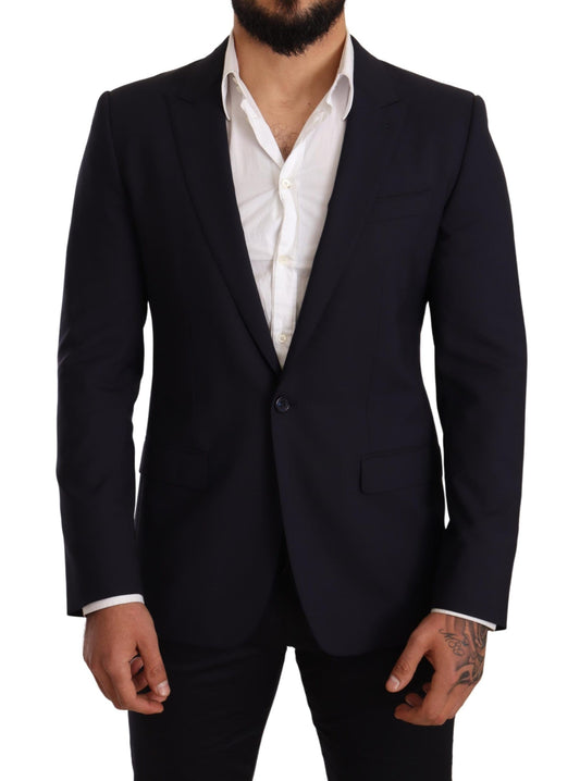 Dolce &amp; Gabbana Navy Blue Wool Slim Fit MARTINI Blazer