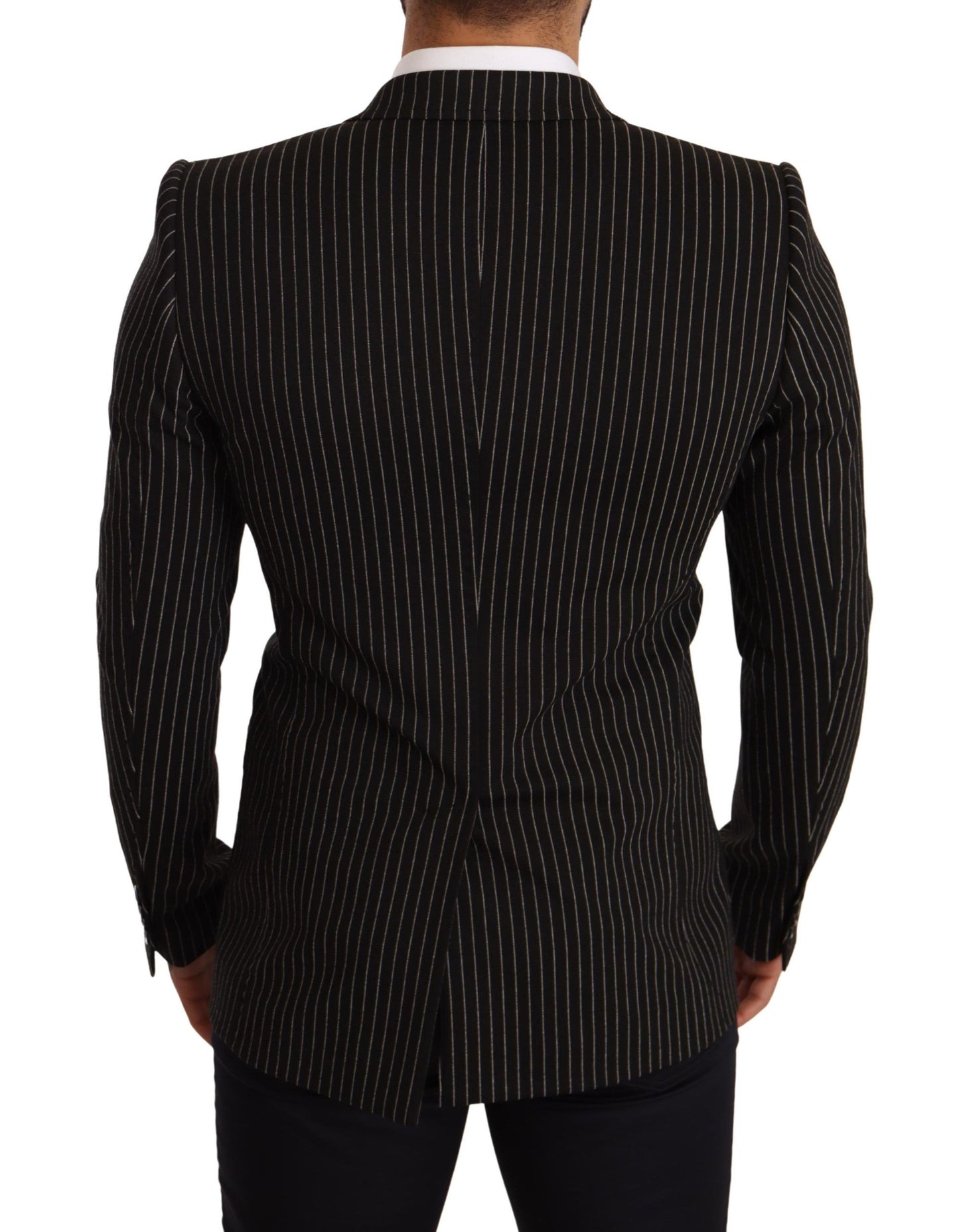 Dolce &amp; Gabbana Black White Striped Slim Fit Coat Blazer