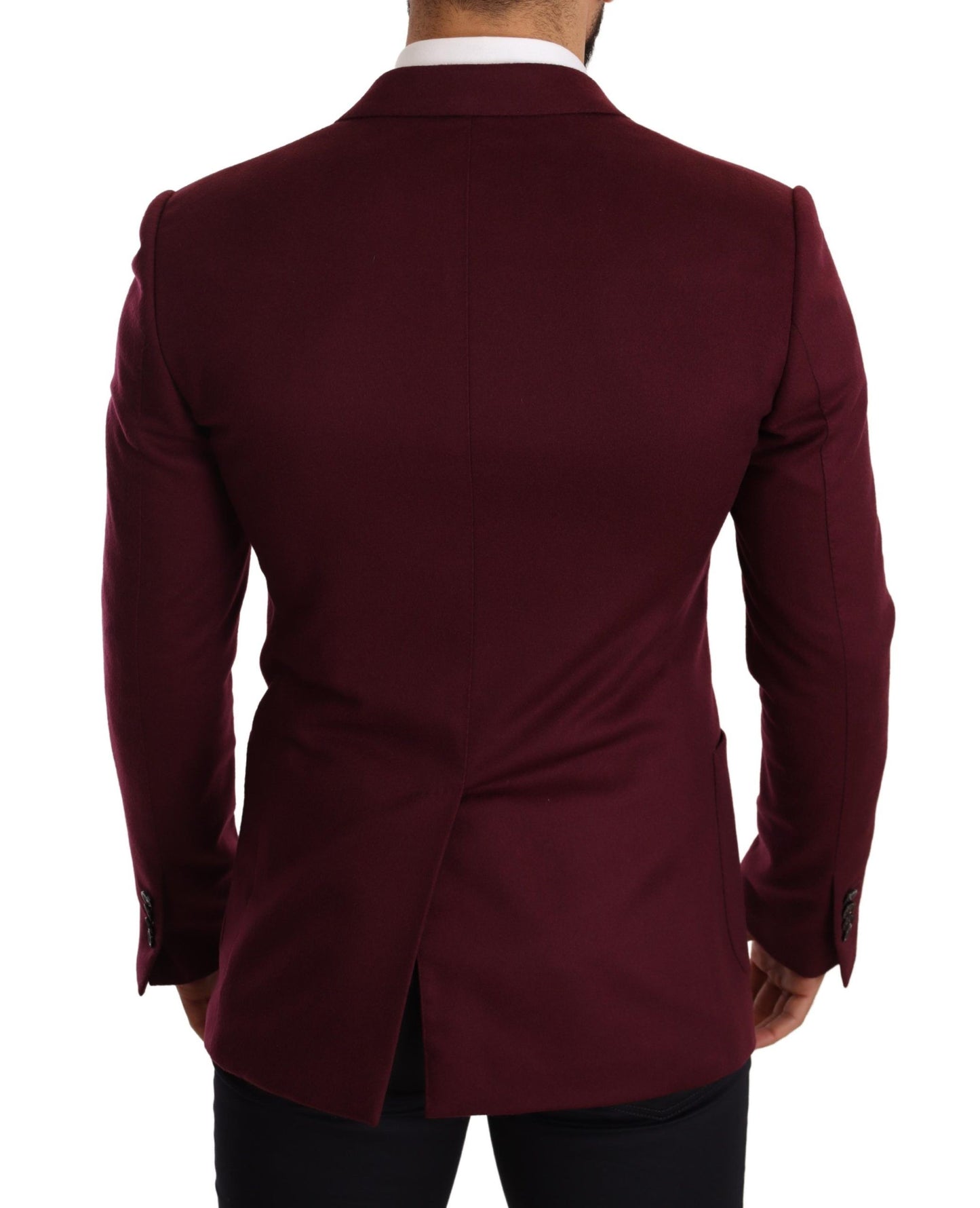 Dolce &amp; Gabbana Maroon Cashmere Slim Fit Coat Jacket Blazer