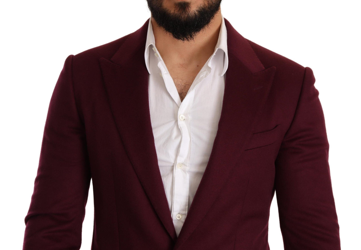 Dolce &amp; Gabbana Maroon Cashmere Slim Fit Coat Jacket Blazer