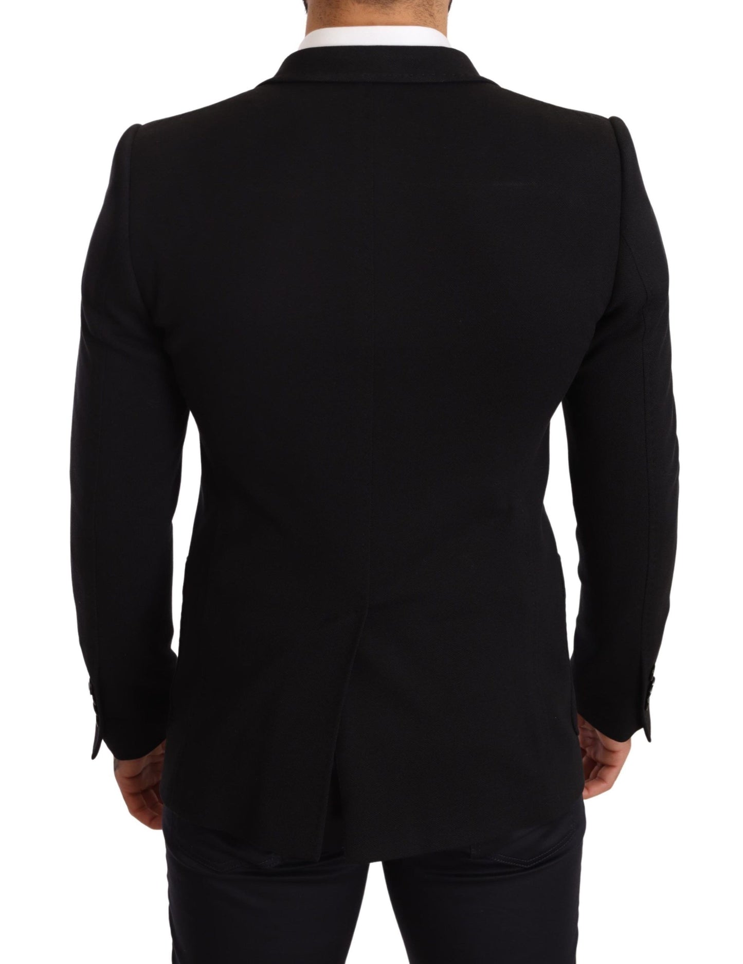 Dolce &amp; Gabbana Black Cotton Slim Fit Coat Jacket Blazer