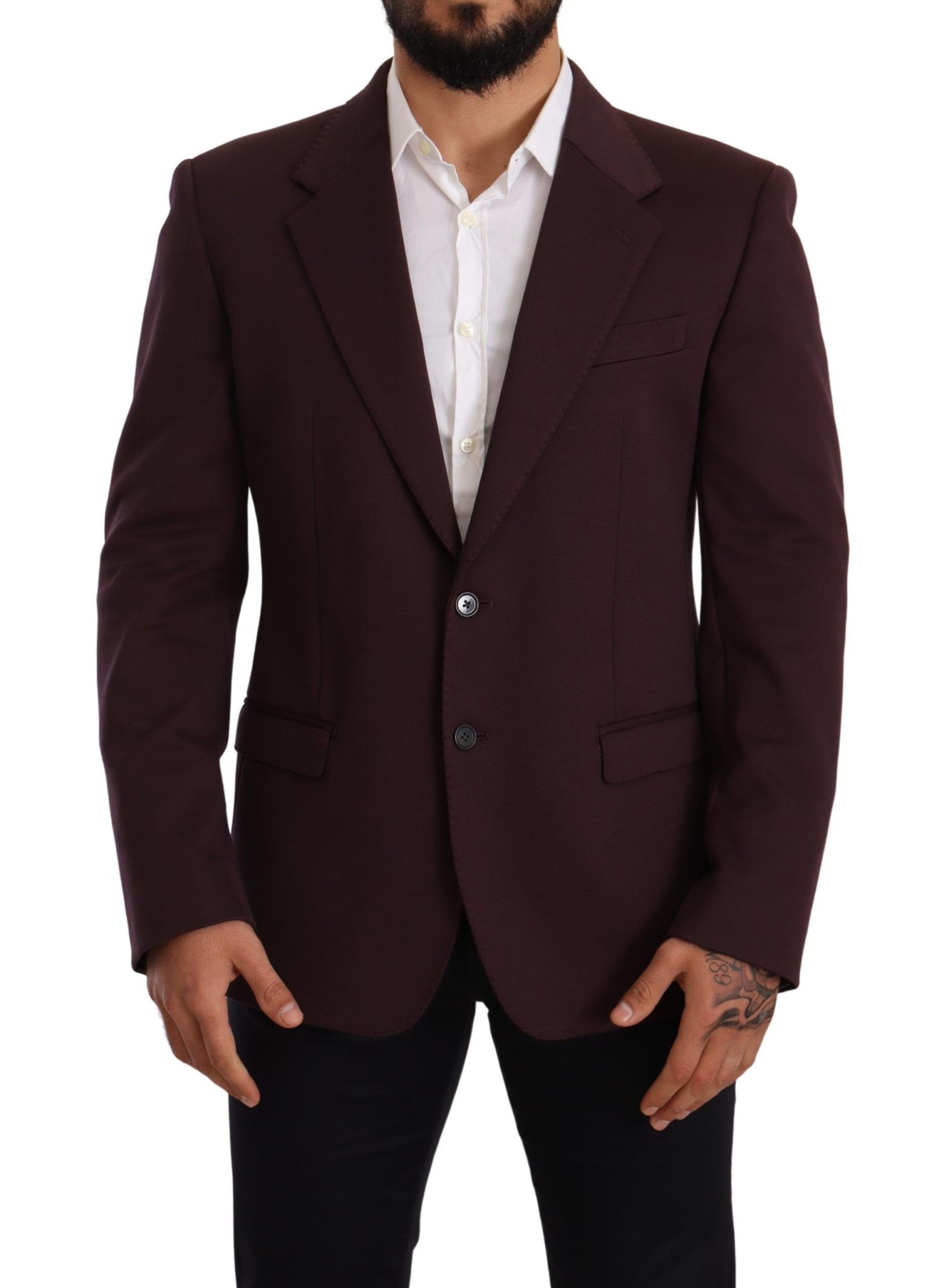 Dolce &amp; Gabbana Purple Cotton Slim Blazer Jacket