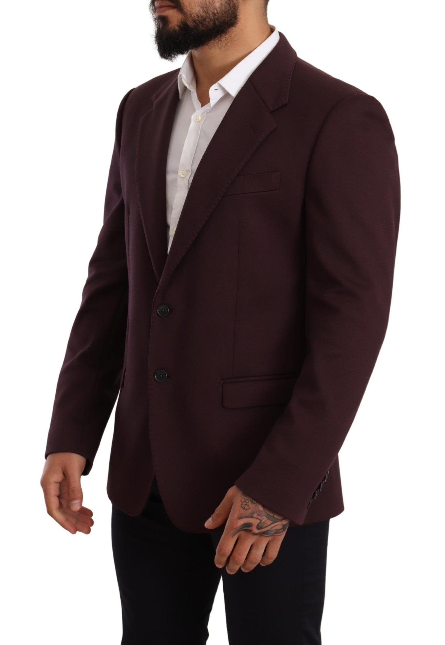 Dolce &amp; Gabbana Purple Cotton Slim Blazer Jacket