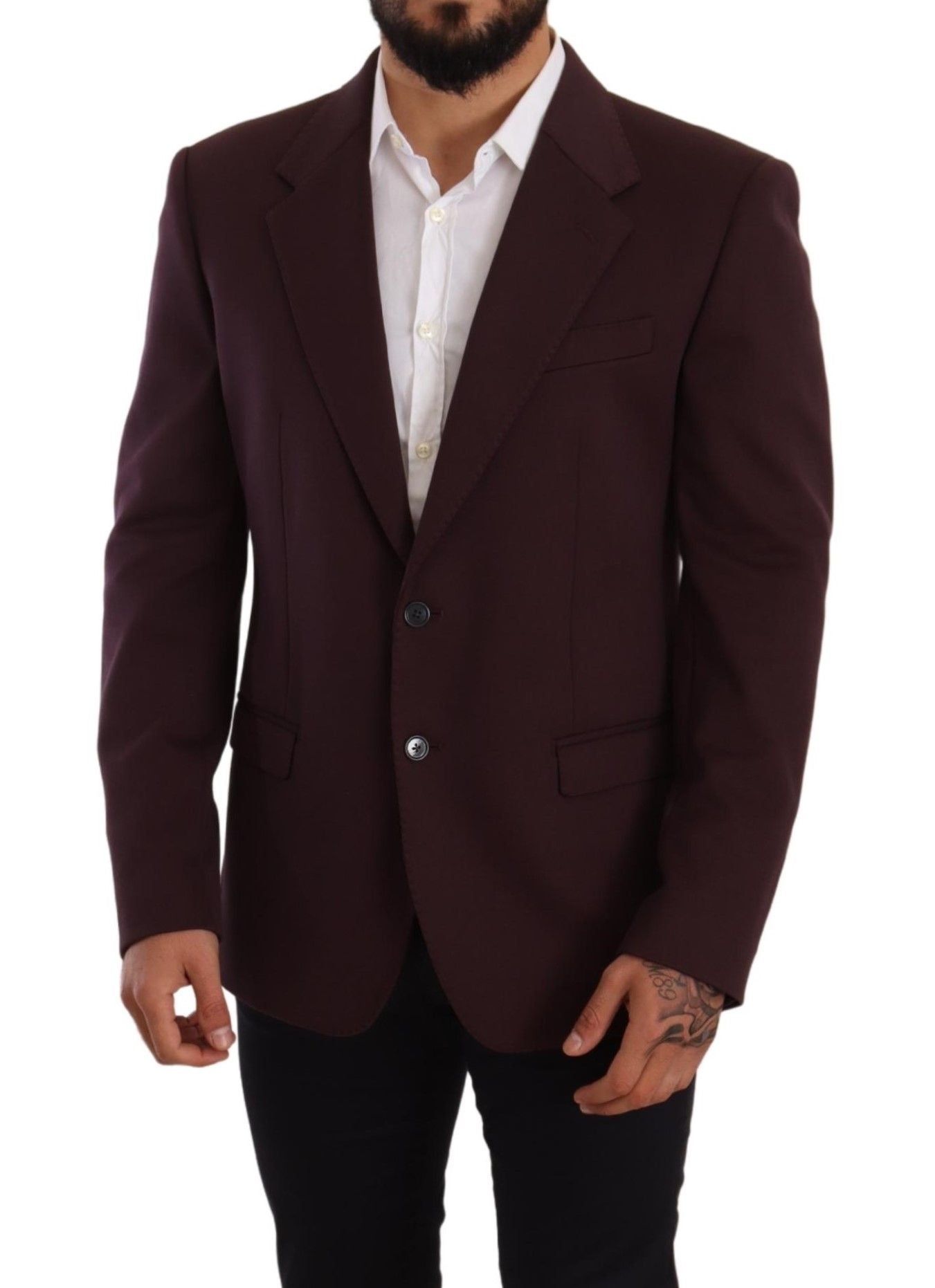 Dolce &amp; Gabbana Purple Cotton Slim Blazer Jacket