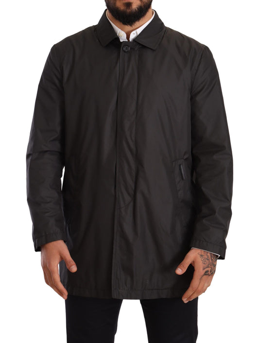 Dolce &amp; Gabbana Black Polyester Mens Trench Coat Jacket