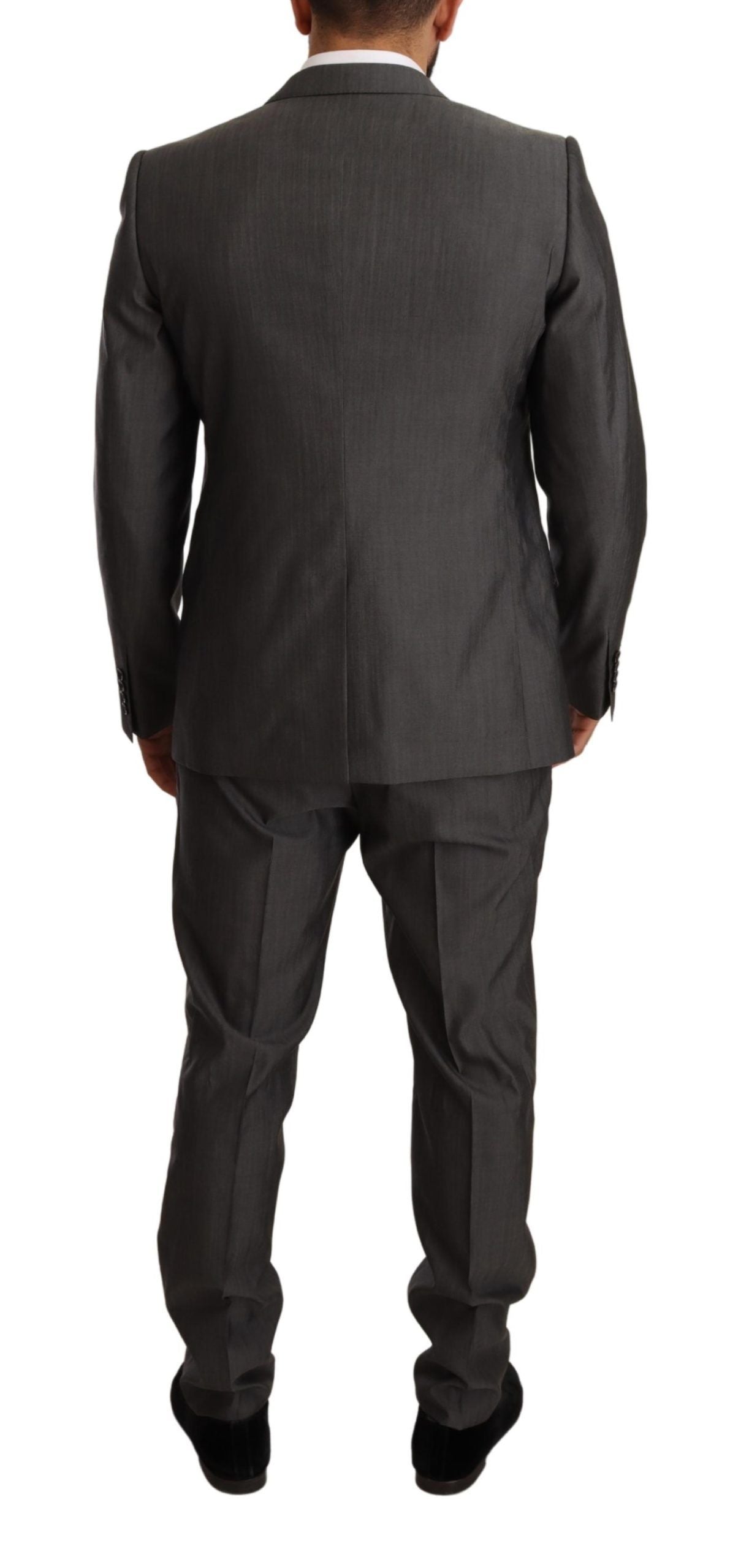 Dolce &amp; Gabbana Gray Metallic MARTINI Slim Fit Set Suit