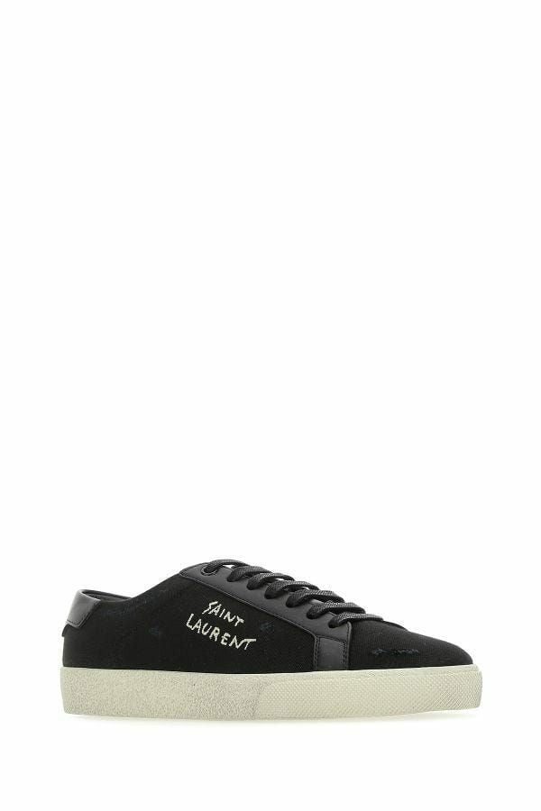 Elegante, schwarze Low-Top-Sneaker aus Segeltuch und Leder von Saint Laurent