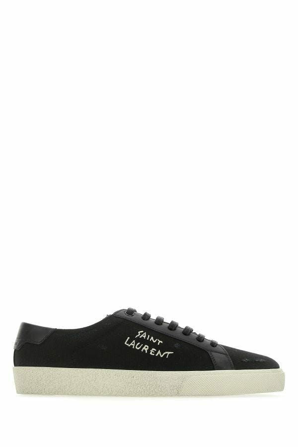 Elegante, schwarze Low-Top-Sneaker aus Segeltuch und Leder von Saint Laurent