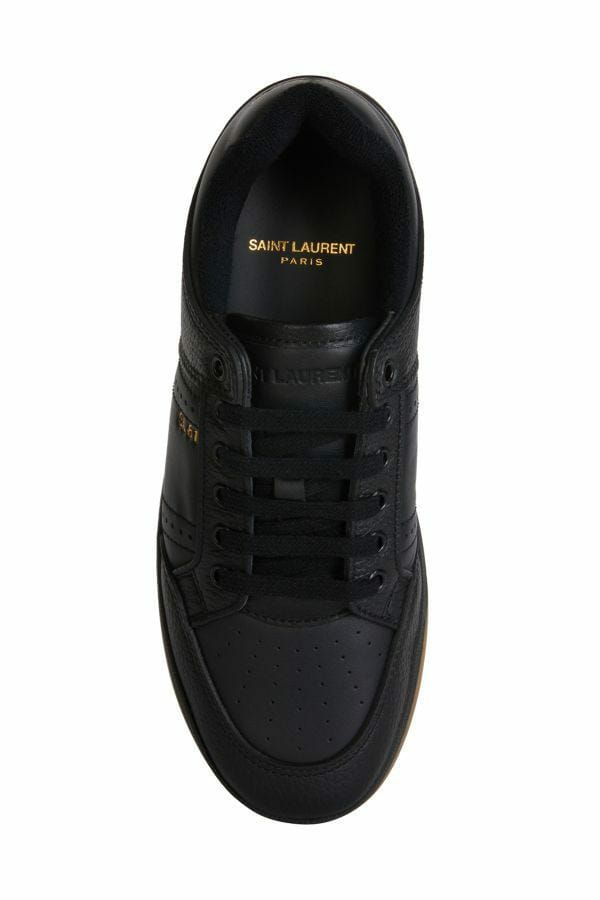 Elegante schwarze Low-Top-Ledersneaker von Saint Laurent