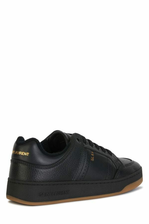 Elegante schwarze Low-Top-Ledersneaker von Saint Laurent