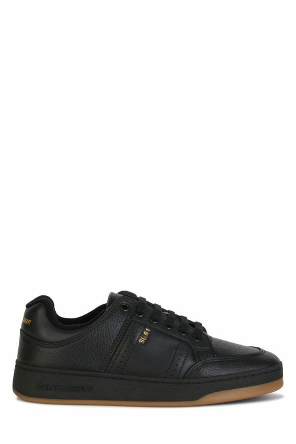 Elegante schwarze Low-Top-Ledersneaker von Saint Laurent