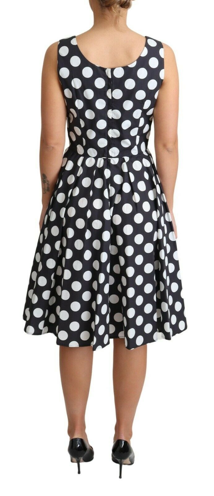 Dolce &amp; Gabbana Black Polka Dotted Cotton A-Line Dress