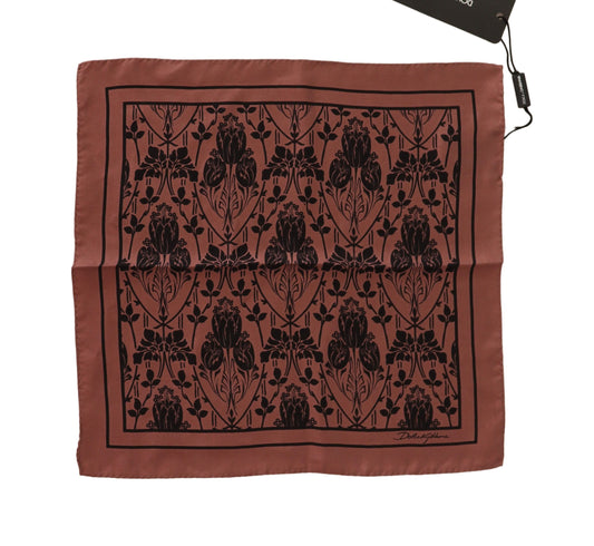 Dolce &amp; Gabbana Brown Floral Silk Square Handkerchief Scarf