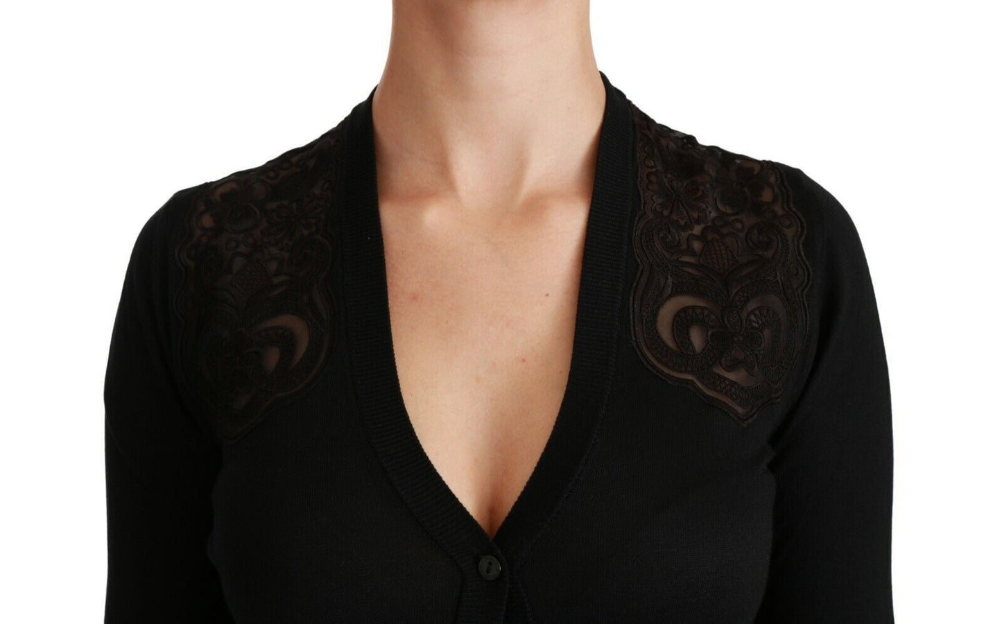 Dolce &amp; Gabbana Black Lace Sweater Cardigan Sweater