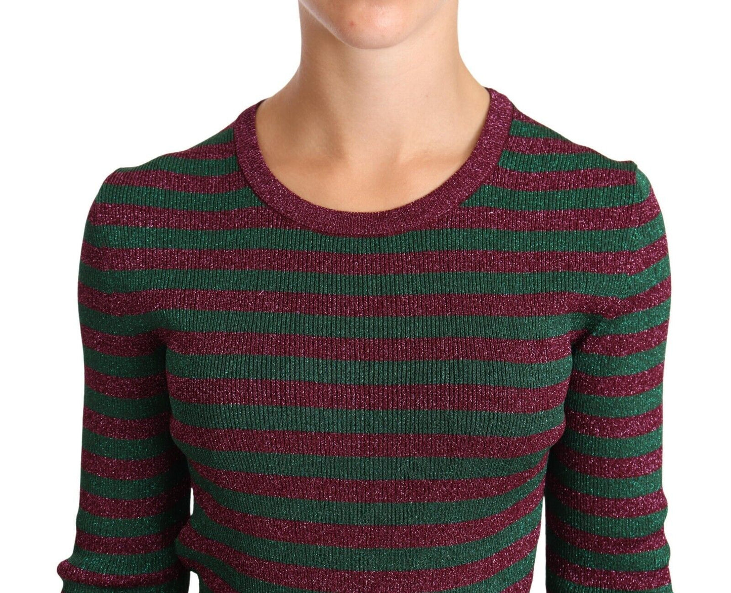 Dolce &amp; Gabbana Multicolor Striped Crew Neck Pullover Sweater