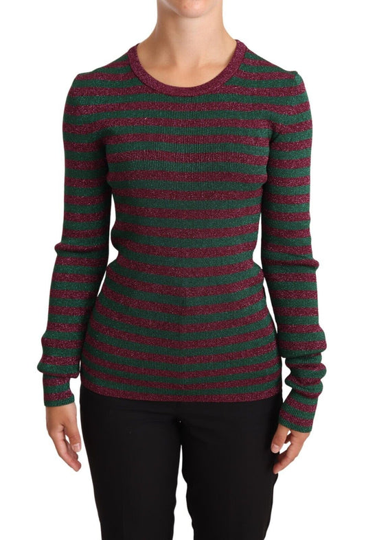 Dolce &amp; Gabbana Multicolor Striped Crew Neck Pullover Sweater