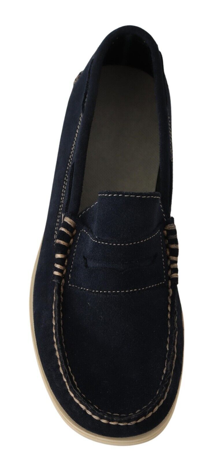 Pollini Blue Suede Low Top Moccasin Loafers Casual Men Shoes