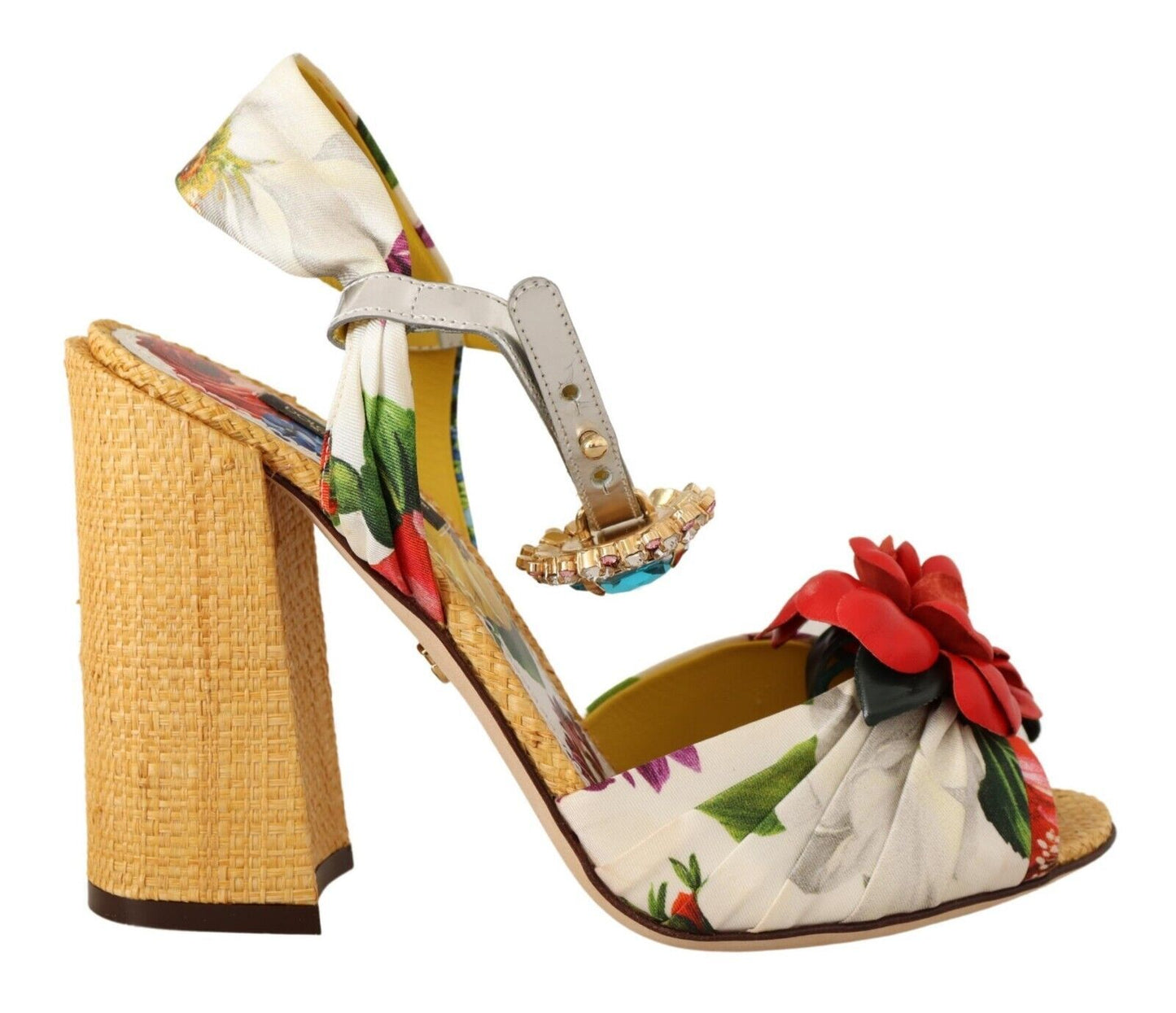 Mehrfarbige, mit Kristallen verzierte Absatzsandalen von Dolce &amp; Gabbana