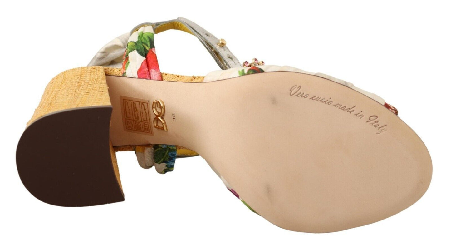 Mehrfarbige, mit Kristallen verzierte Absatzsandalen von Dolce &amp; Gabbana