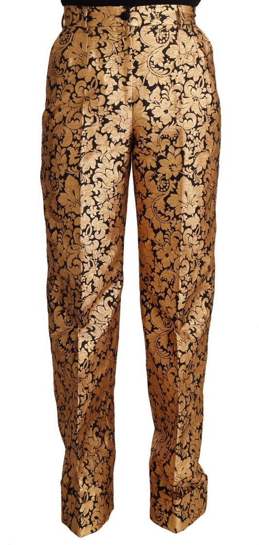 Dolce &amp; Gabbana – Elegante, florale Jacquard-Hose mit hoher Taille