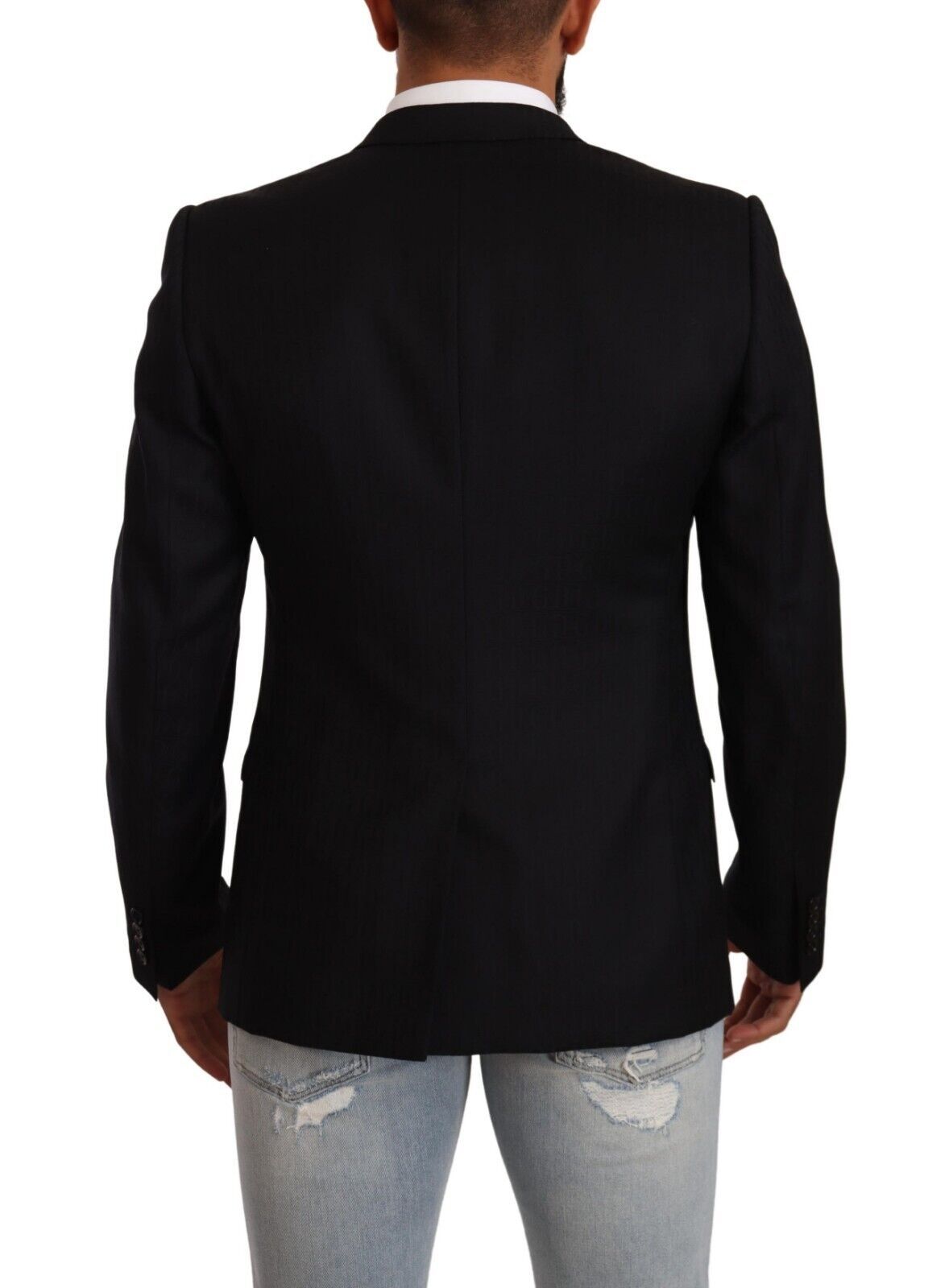 Dolce &amp; Gabbana Black Wool Single Breasted Suit GOLD Jacket