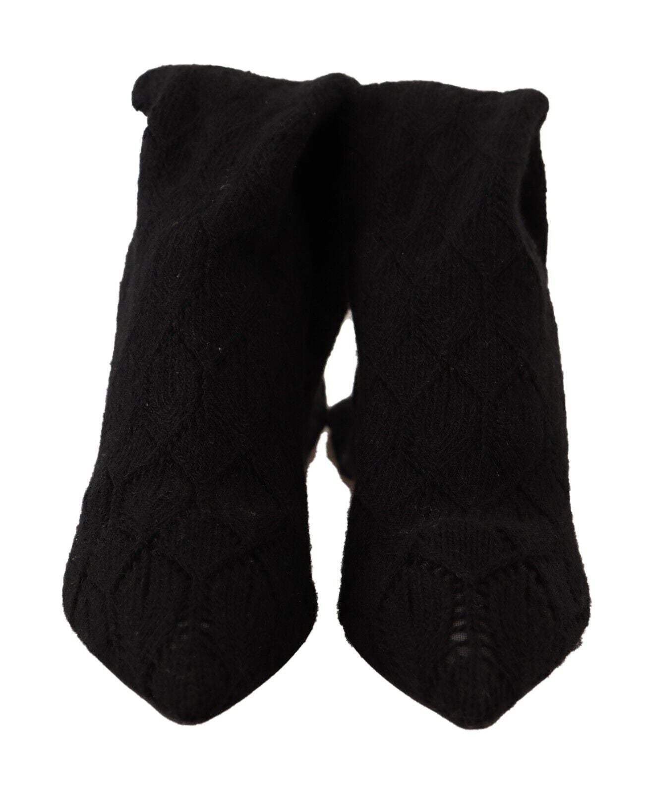 Dolce &amp; Gabbana Black Stretch Socks Knee High Booties Shoes